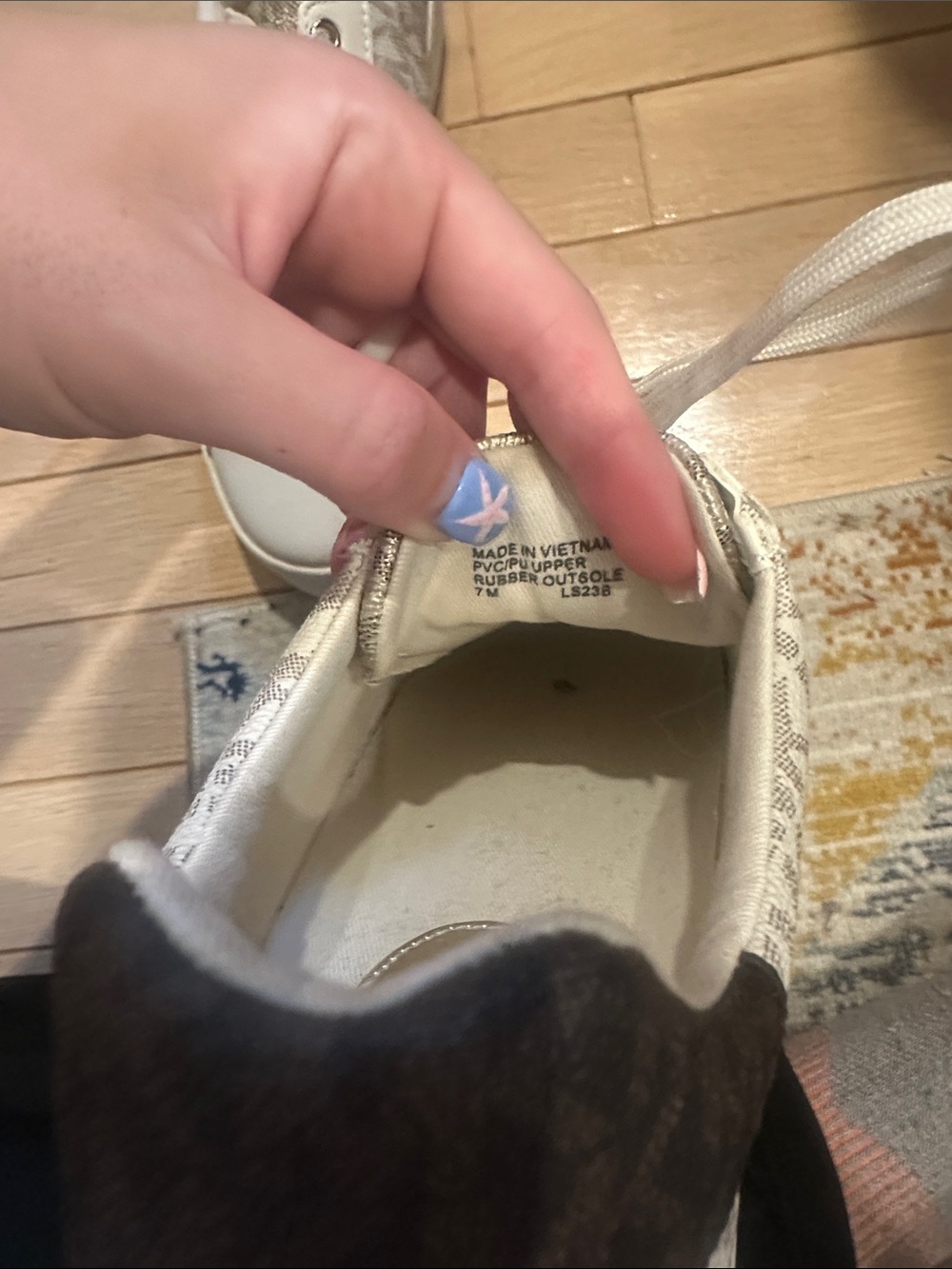 Michael Kors Cream and Gold MK Logo Low-Top Sneakers - Picture 12 of 12